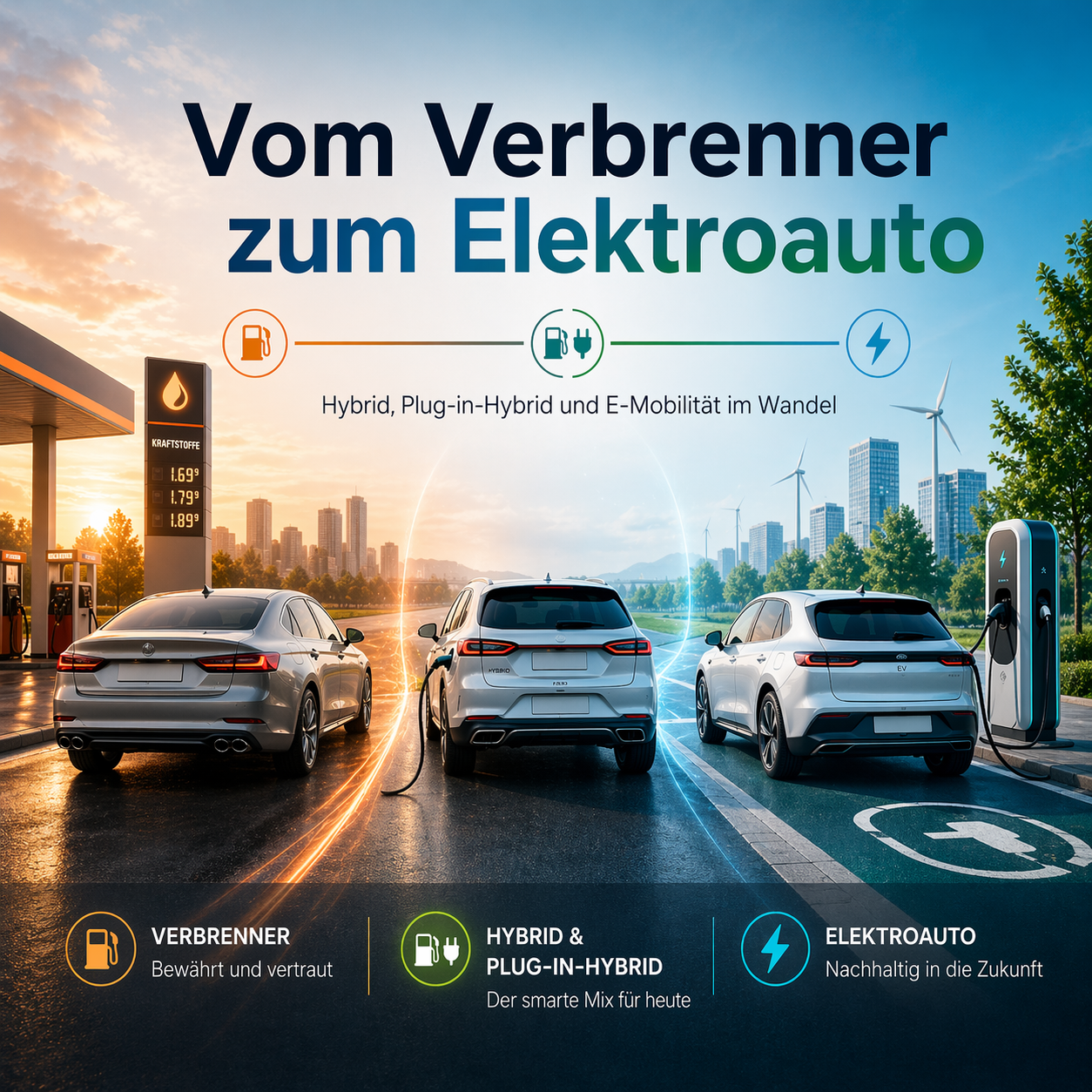 Vom Verbrenner zum Hybrid, Plug-in-Hybrid und Elektroauto: Warum der Wandel in der Mobilität sinnvoll ist