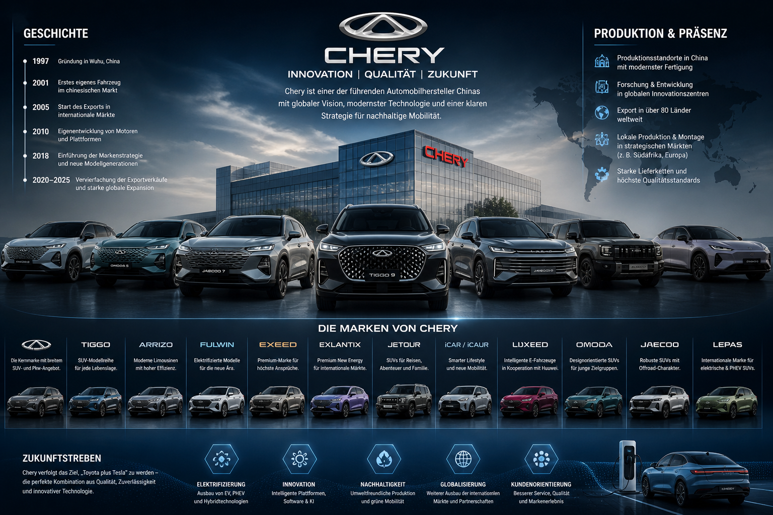 Chery: Geschichte, Produktion, Markenwelt und Zukunftsstrategie eines chinesischen Automobilriesen